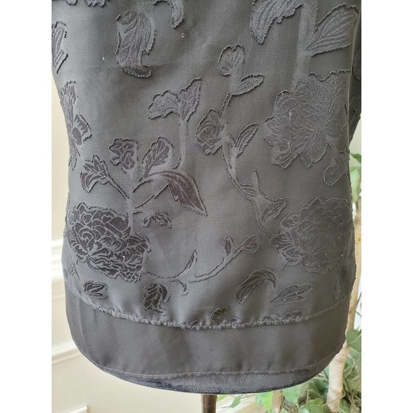 Banana Republic Womens Black Floral Polyester Round Neck Sleeveless Top Blouse S - Picture 4 of 10